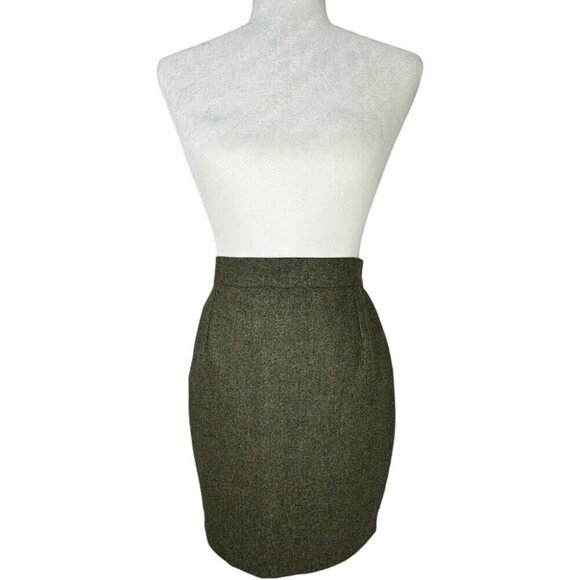 Fendi Women's Green Tweed Designer Virgin Wool Career Pencil Skirt FR38/W25 - Picture 3 of 15